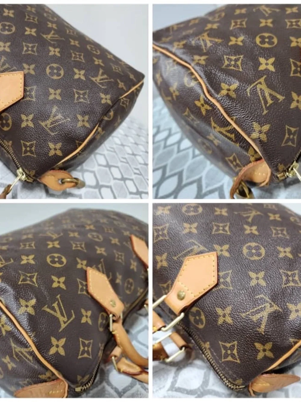 Authentic LOUIS VUITTON Monogram Speedy 30 Brown/Beige